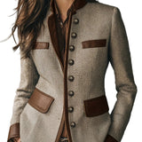 Clarine – Classic Stand-Collar Button Blazer Coat