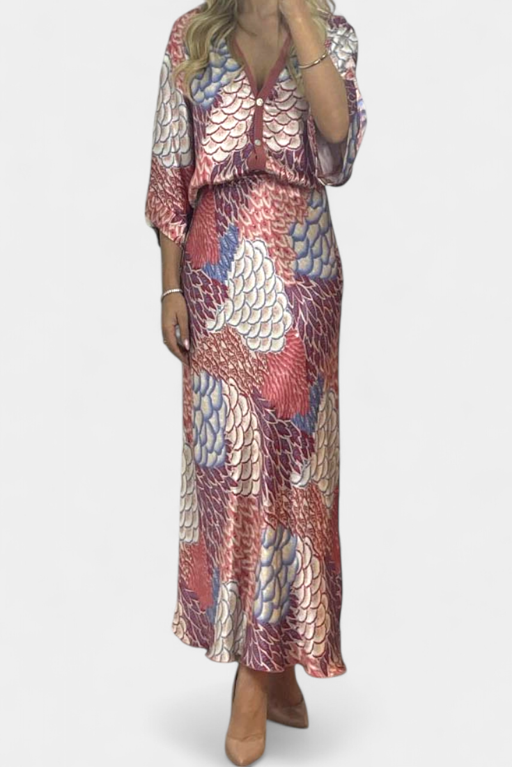 Shae Suave Conjunto com Blusa e Saia Sereia Floral