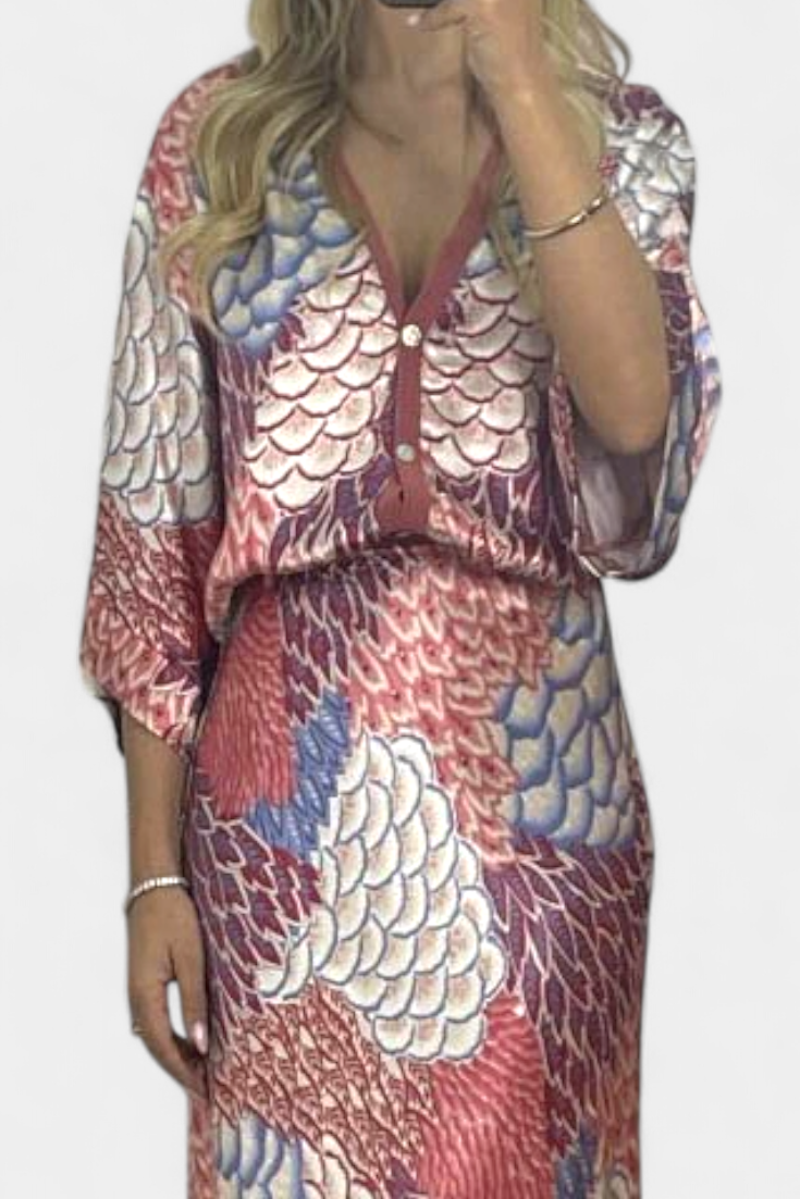 Shae Suave Conjunto com Blusa e Saia Sereia Floral