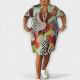 Riola — Colorful Dress with V Neckline