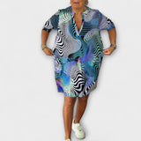 Riola — Colorful Dress with V Neckline