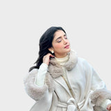 Violetta | Luxurious Winter Capes with Fur Details in Beige