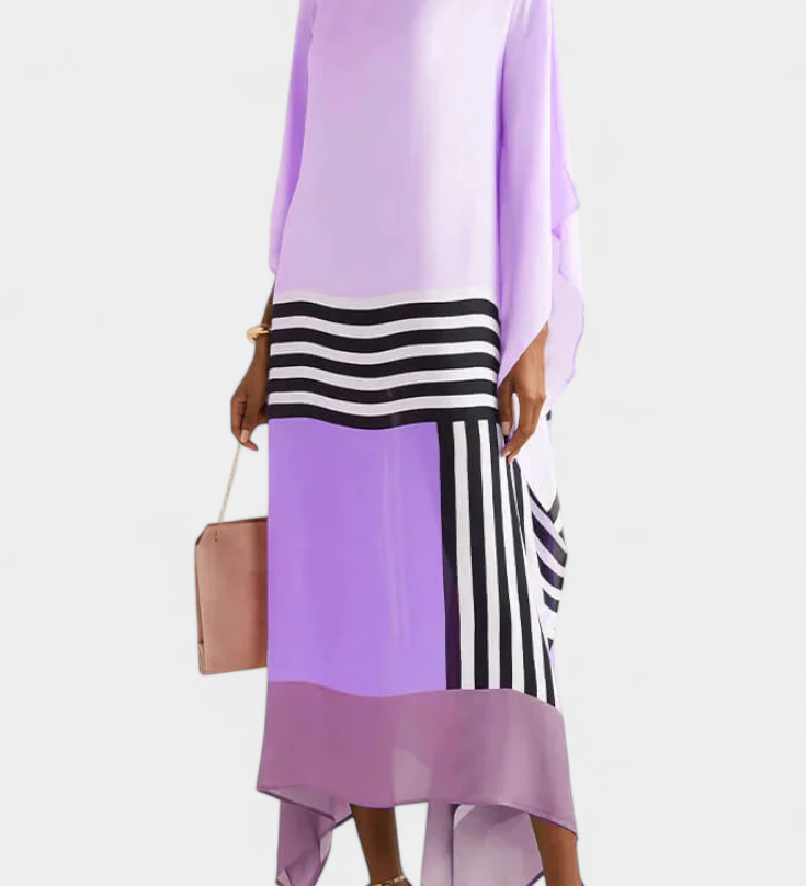 Elenora Kaftan with Geometric Pattern, Loose Fit, and Butterfly Mesh Fabric