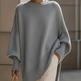 Camisola Poncho em Malha Folgada