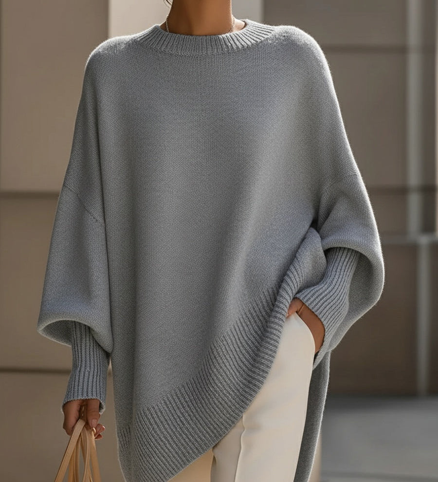 Camisola Poncho em Malha Folgada