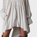 Mary- Retro lace mini dress with an asymmetrical hem and long sleeves