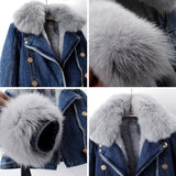 Margaux | Luxurious Denim Jacket with Fox Fur
