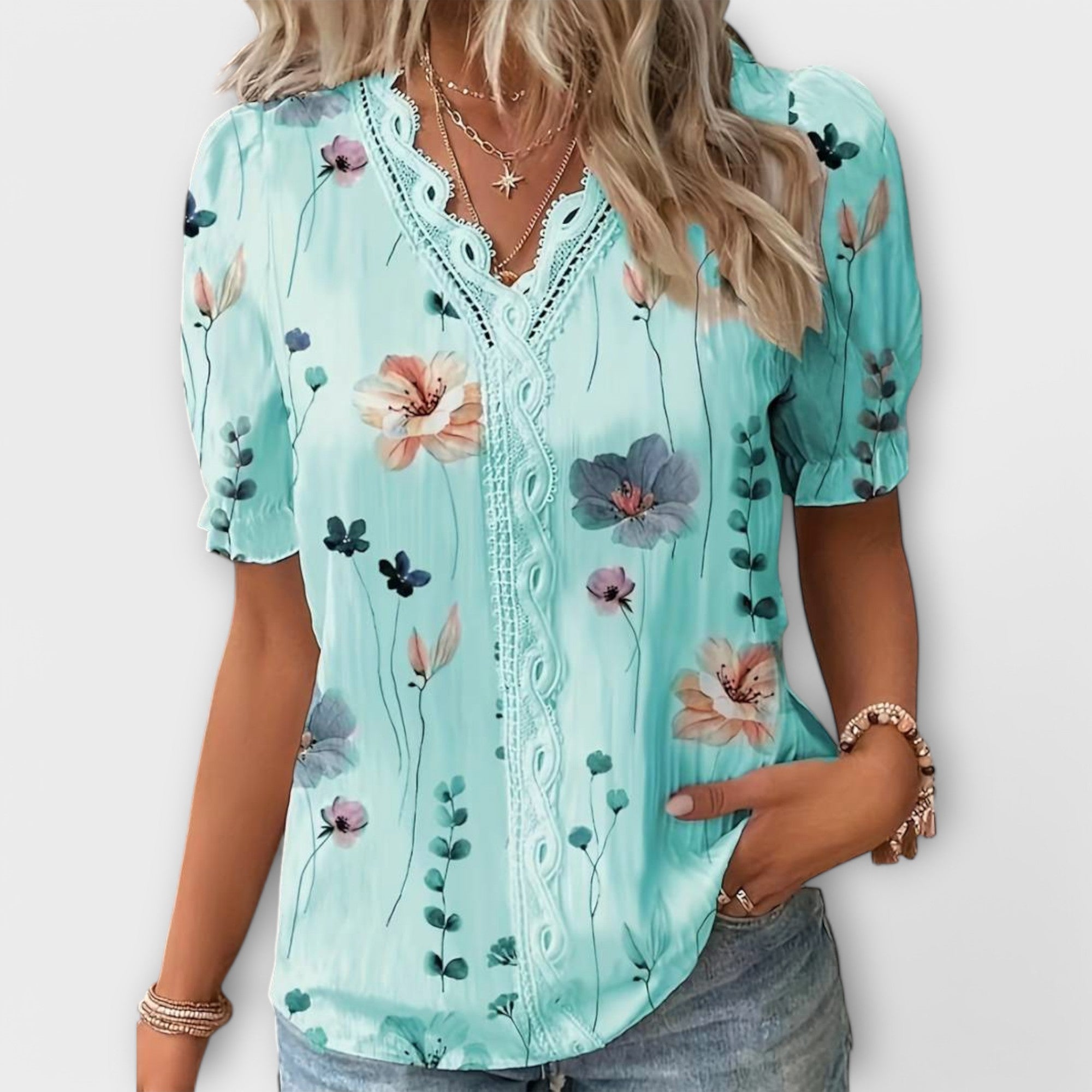 Emily - Blusa de moda com decote em V