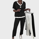 Conjunto Feminino com Top e Calças Decote em V