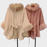Violetta | Luxurious Winter Capes with Fur Details in Beige