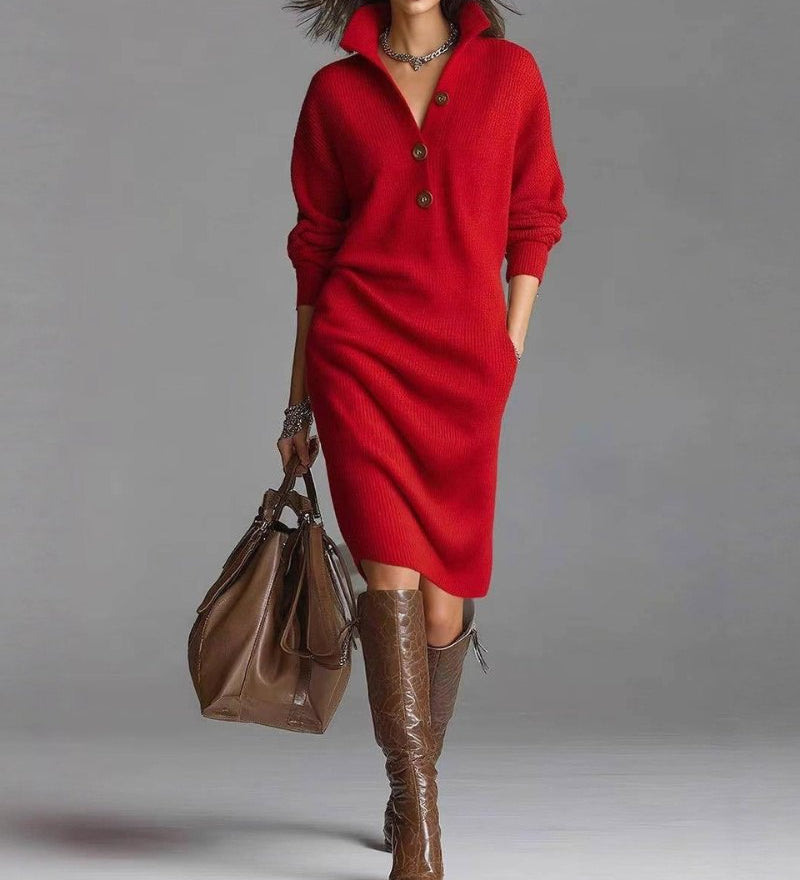 Scarlett | Elegante vestido de inverno com botões