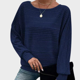 Yasmin | Blusa Riscas Apertada de Manga Comprida e Decote Redondo