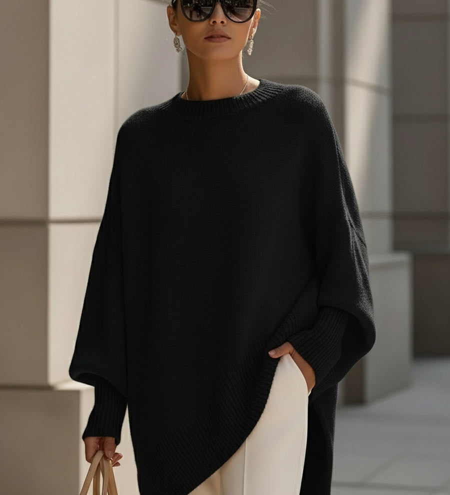 Camisola Poncho em Malha Folgada