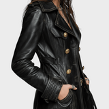 Helga | Vintage Black Faux Leather Double Jacket