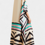 Elenora Kaftan with Geometric Pattern, Loose Fit, and Butterfly Mesh Fabric