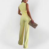 Elegante Conjunto de Calças com Top sem Mangas