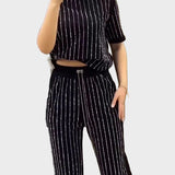 Vivien | Conjunto de Duas Peças Lounge com Riscas de Glitter