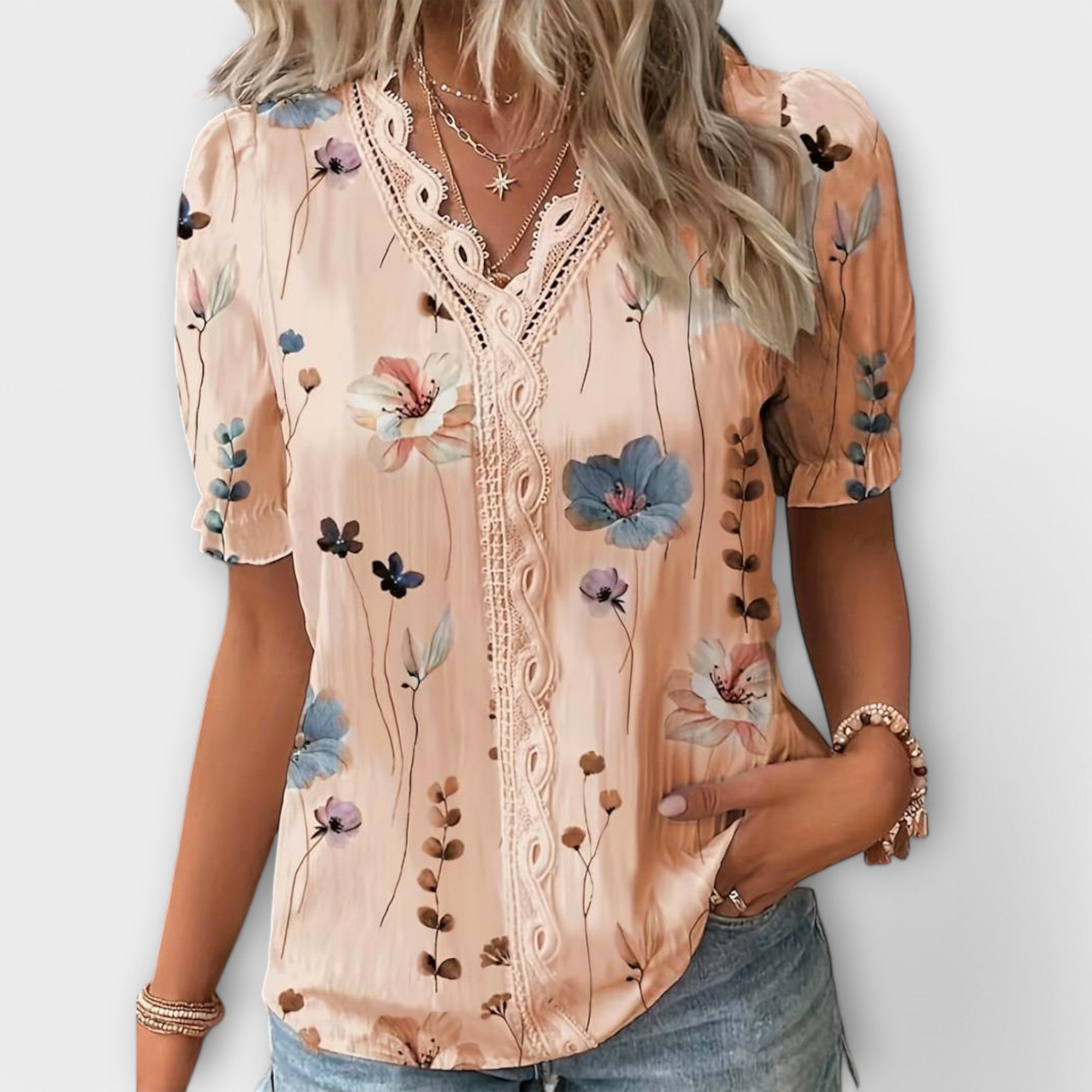 Emily - Blusa de moda com decote em V
