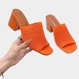 Christy Square Mesh Heeled Sandals