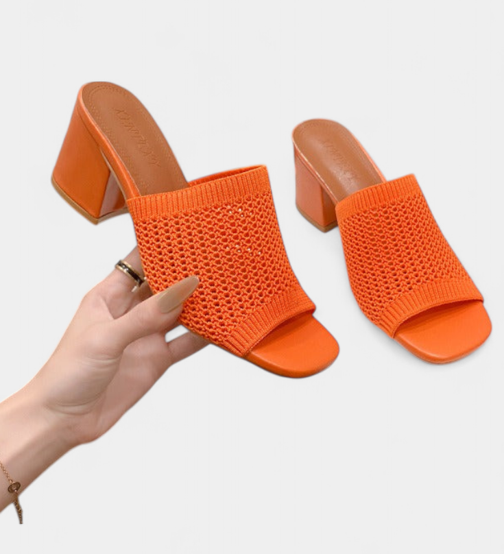 Christy Square Mesh Heeled Sandals