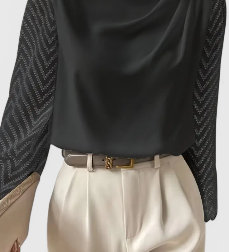 Zara Elegant Blouse with Sheer Sleeves