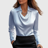 Sylvie - Luxurious sparkle blouse with pleated neck