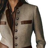 Clarine – Classic Stand-Collar Button Blazer Coat