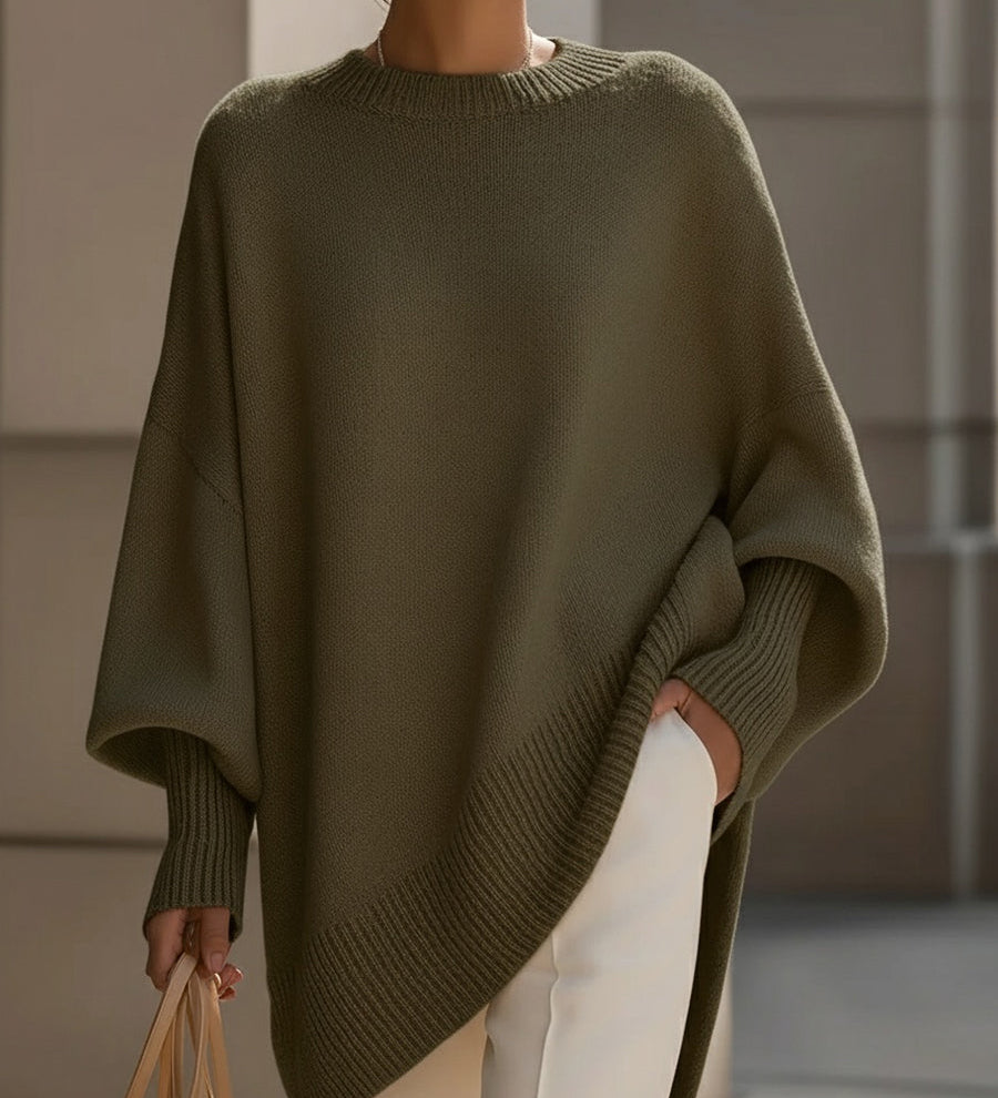 Camisola Poncho em Malha Folgada