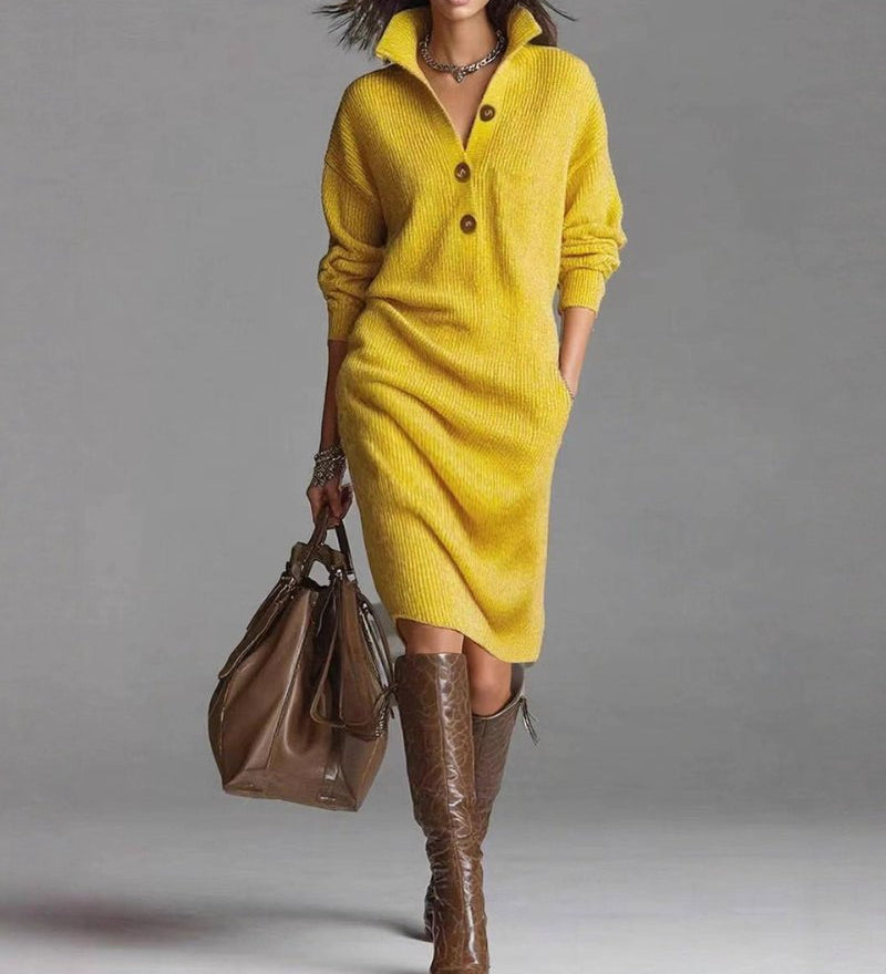 Scarlett | Elegante vestido de inverno com botões