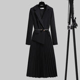 Novo Vestido Blazer Plissado Elegante