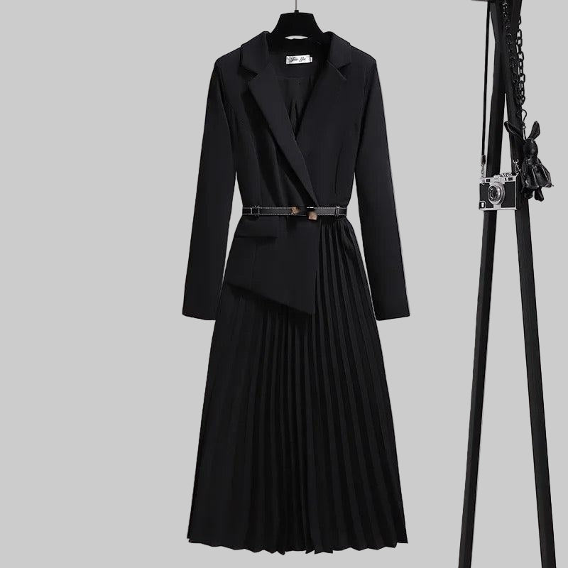 Novo Vestido Blazer Plissado Elegante