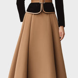 Rebecca | Two Tone Trim Blazer And A-line Midi Skirt Set
