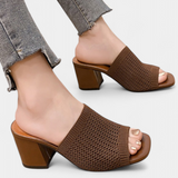 Christy Square Mesh Heeled Sandals