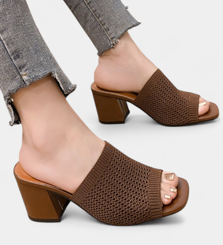 Christy Square Mesh Heeled Sandals