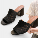 Christy Square Mesh Heeled Sandals