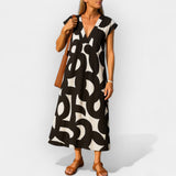 Vestido Leve com Decote em V e Padrão Moderno