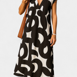 Asela Casual V-Neck Dress with Mixi Pattern