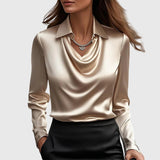 Sylvie - Luxurious sparkle blouse with pleated neck