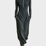 Madea | Women's Maxi Viscose Sport Dress with Half High Collar and Zipper MDA3197G9Y