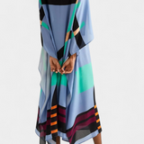 Elenora Kaftan with Geometric Pattern, Loose Fit, and Butterfly Mesh Fabric