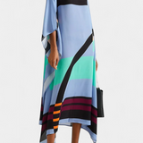Elenora Kaftan with Geometric Pattern, Loose Fit, and Butterfly Mesh Fabric
