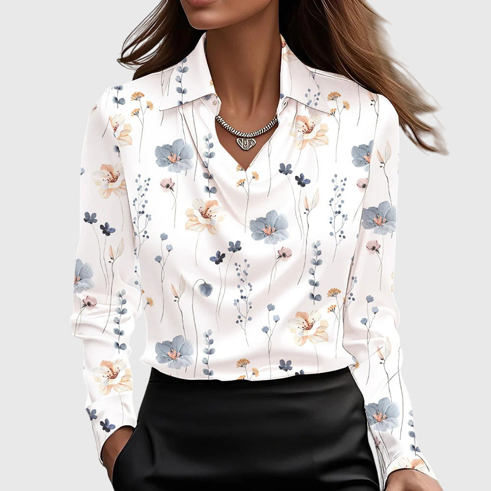 Sylvie - Luxurious sparkle blouse with pleated neck