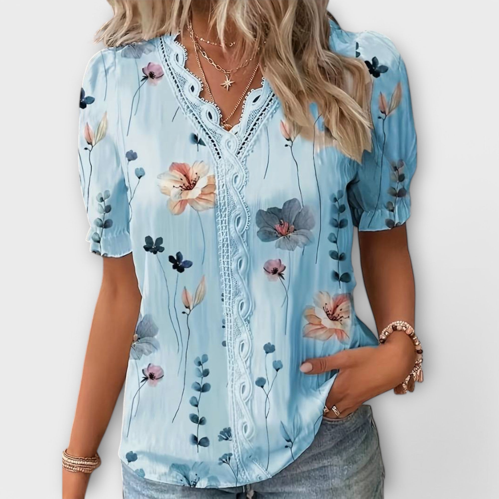 Emily - Blusa de moda com decote em V