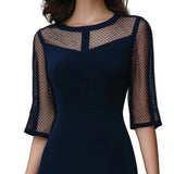 Ashley - Midi Μεσαίο Φόρεμα με Διάφανες Φάσες (Mesh Panel Tailored Midi Dress)