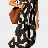 Asela Casual V-Neck Dress with Mixi Pattern