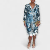 Vestido Solto com Decote em V (Design Retrô)