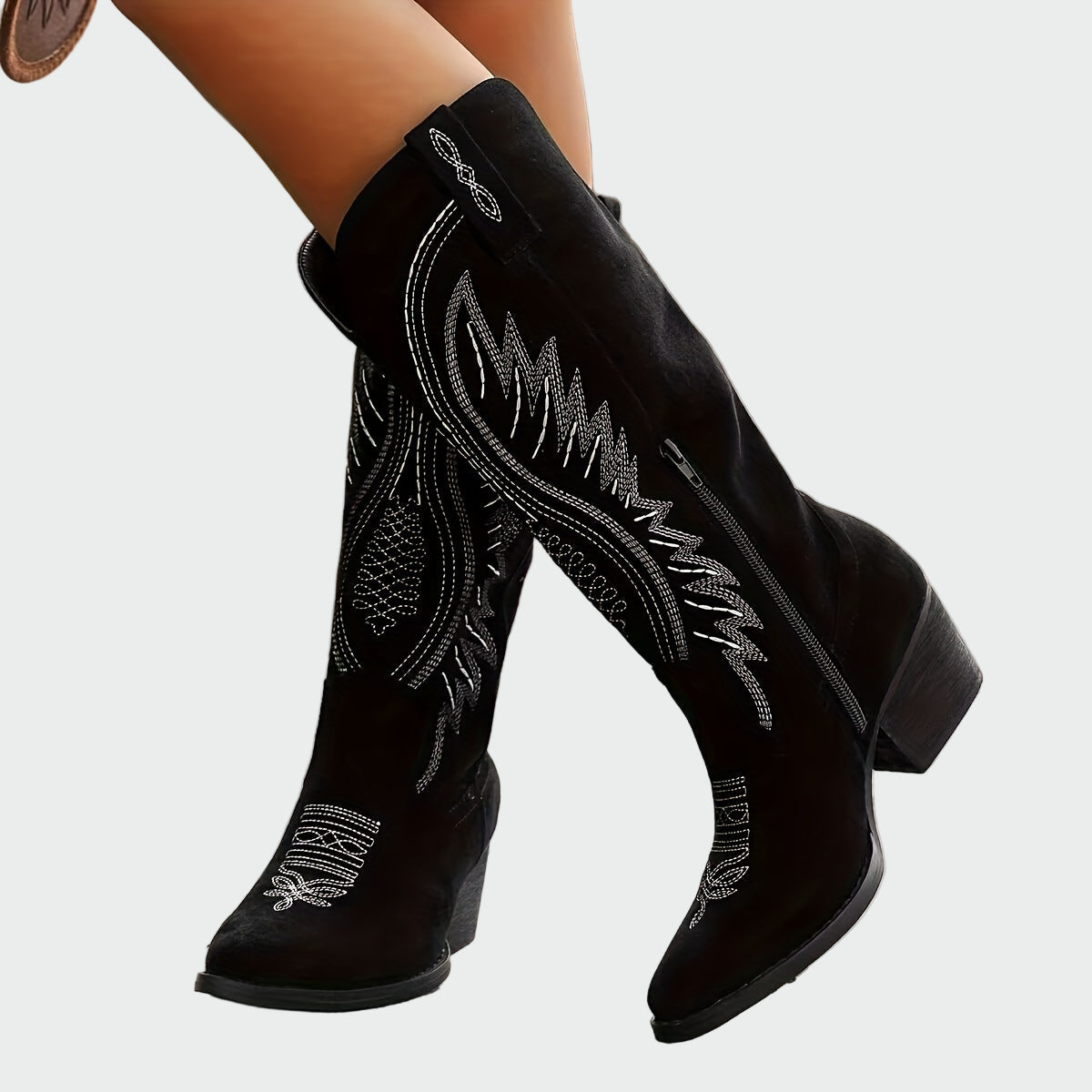 Botins ocidentais bordados com estilo