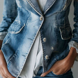 Olaya | Vintage effortless Tailoring Blazer από ντένιμ με όψη ξεβαμμένου