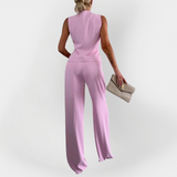 Elegante Conjunto de Calças com Top sem Mangas