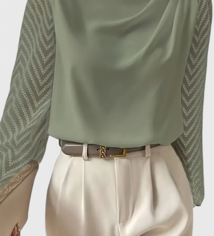 Zara Elegant Blouse with Sheer Sleeves